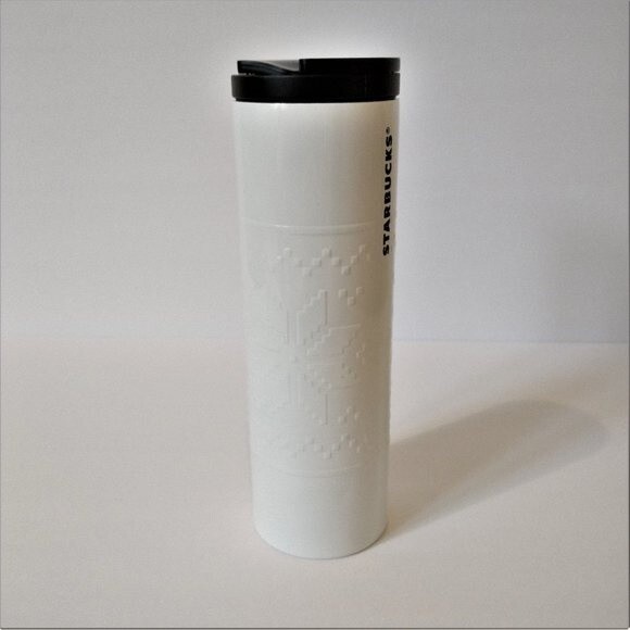 Starbucks Troy White Fair Isle 16oz Skinny Tumbler - Picture 2 of 7